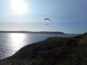 Sian flying in Cornwall