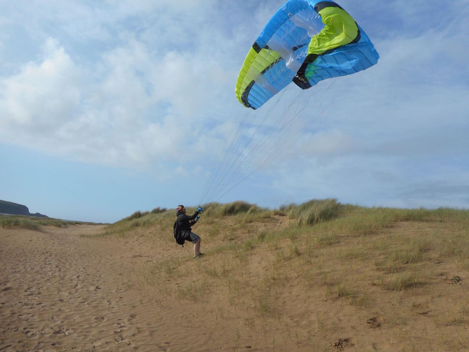 Mark flying in Cornwall