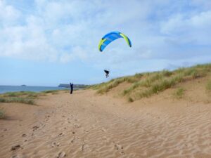 Mark flying in Cornwall
